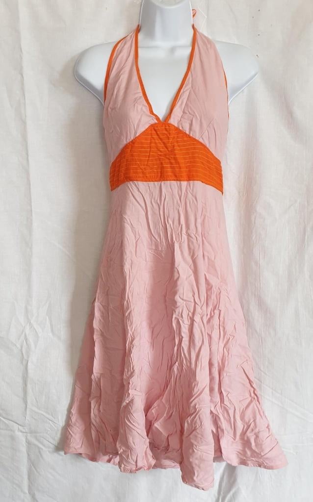 Leuke zomerse jurk, roze oranje. Mt S. Merk Ichi, ., Oranje, Ophalen of Verzenden, Zo goed als nieuw