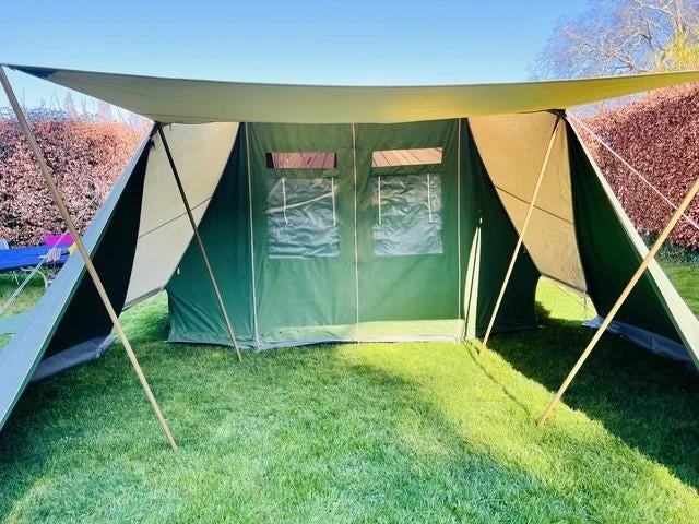 De Waard Lepelaar tent met luifel en zijluifels, Caravans en Kamperen, Tenten, Ophalen, Gebruikt, Tot en met 4