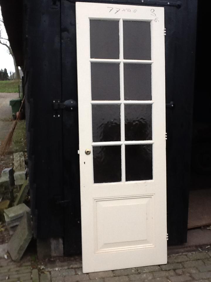 Antieke hoge deur met ruitjes 77 x 228, Ophalen of Verzenden