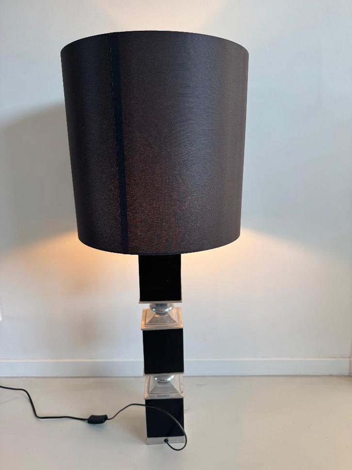 Design tafellamp zwart met grote kap 40 cm – XL lamp, Huis en Inrichting, Lampen | Tafellampen, Gebruikt, 75 cm of meer, Kunststof