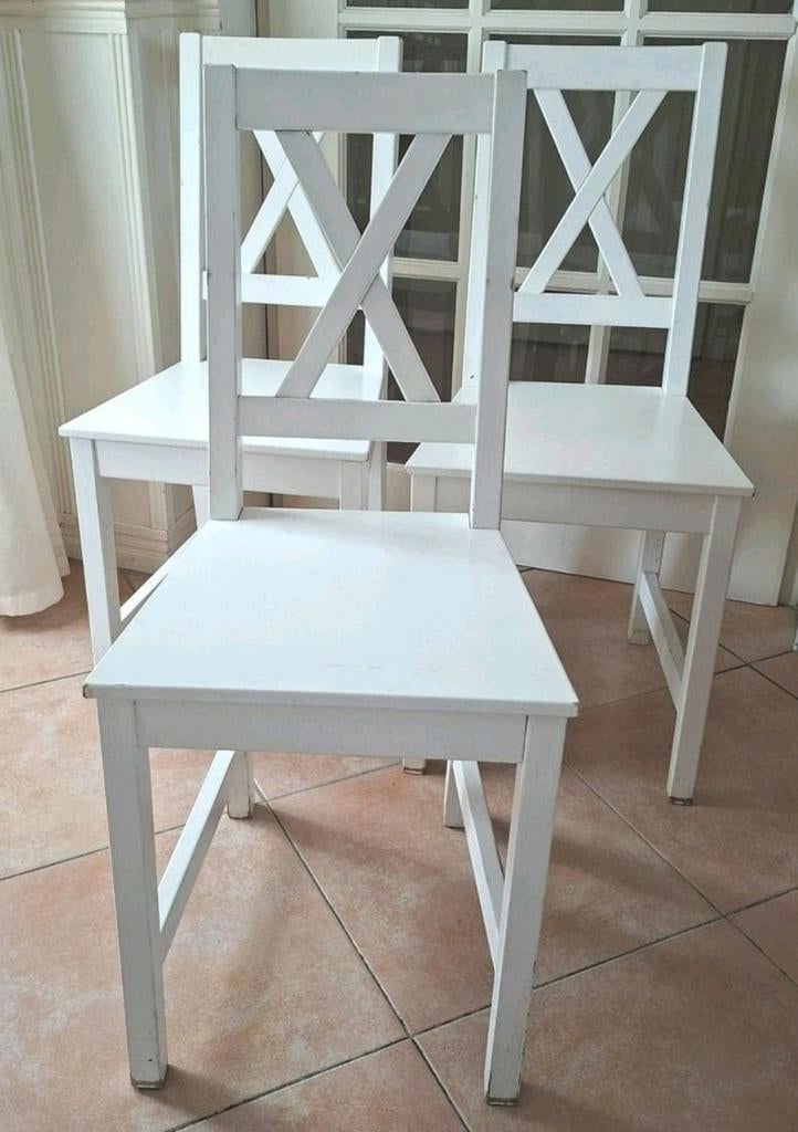 3 houten Ikea stoelen MOET SNEL WEG!, Ophalen, Gebruikt, Drie, Wit