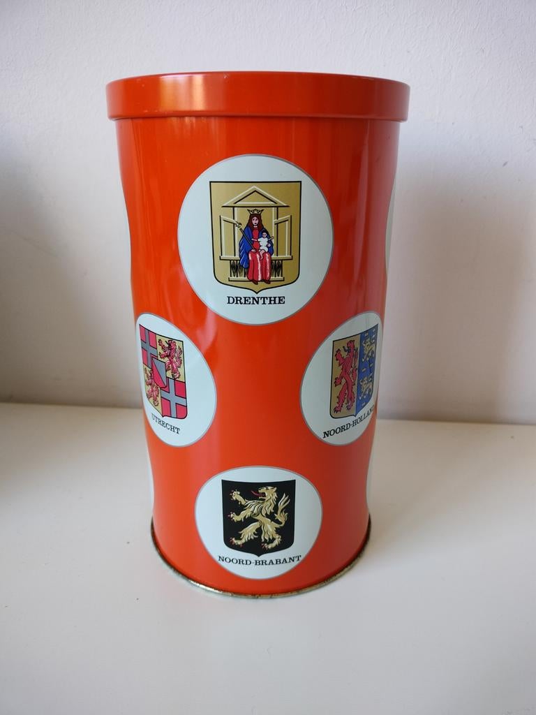 Arks, vintage/retro beschuitbus oranje met provincie tekens, Ophalen of Verzenden, Gebruikt, Overige