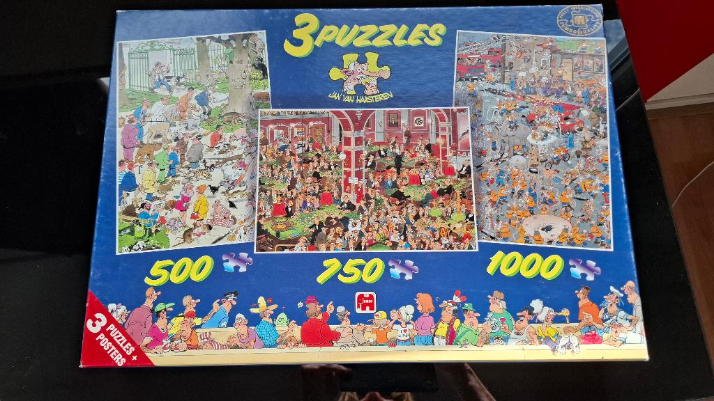 Jan van Haasteren puzzeldoos: Pee Tree, Casino en Brandweer, Ophalen, 500 t/m 1500 stukjes, Zo goed als nieuw
