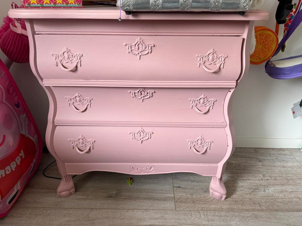 Klassiek kastje oud roze met drie laden, Huis en Inrichting, Kasten | Ladekasten, Ophalen, Gebruikt, 50 tot 100 cm, 3 of 4 laden