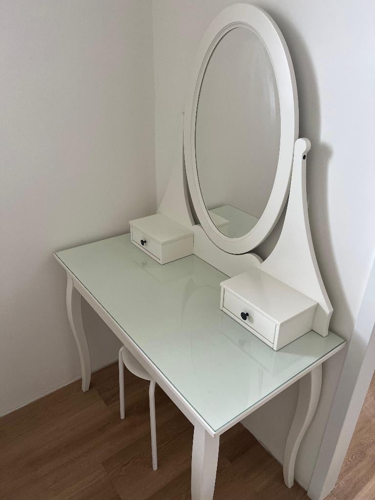 Kaptafel IKEA Hemnes met glasplaat, Ophalen, Klassiek, 50 tot 100 cm, Zo goed als nieuw