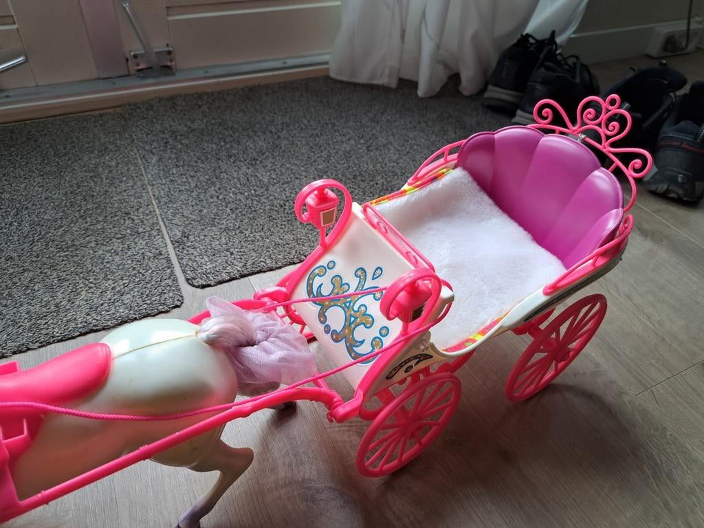Barbie paard met koets jaren 80, Ophalen of Verzenden