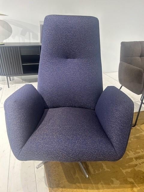 Relaxfauteuil Arc stof blauw elektrisch, Huis en Inrichting, Ophalen, Nieuw, 75 tot 100 cm, Stof