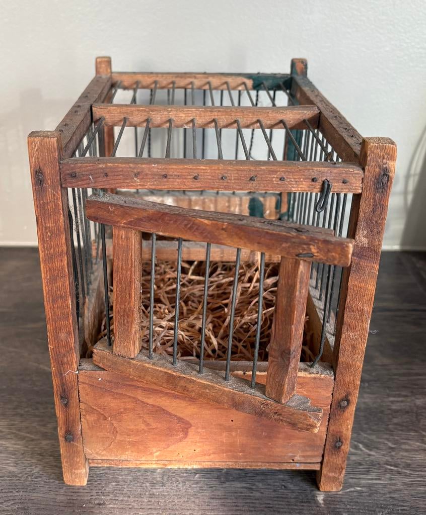 Klein leuk brocant oud houten vogelkooitje, Ophalen