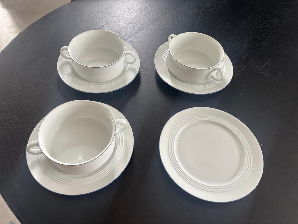 Melitta soepkommen met schotels en extra schaaltje, Ophalen of Verzenden