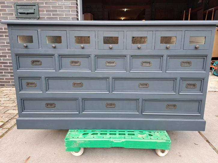 Grijze ladekast, Huis en Inrichting, Kasten | Ladekasten, Gebruikt, Minder dan 100 cm, 150 tot 200 cm, 50 tot 75 cm, Grenenhout