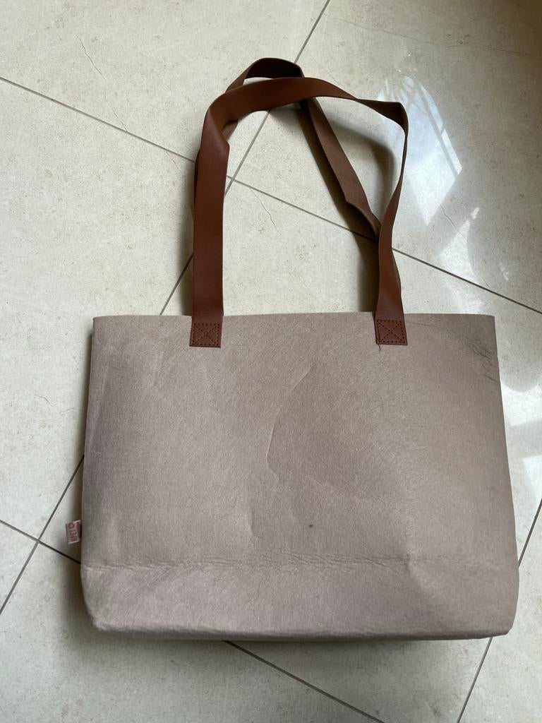 Rpet recycle tas vilt beige bruin nieuw 30x32x10, Ophalen of Verzenden, Nieuw, Beige, Shopper