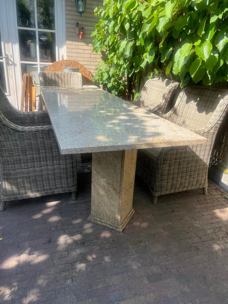 Tuintafel van steen, Ophalen, Gebruikt, Rechthoekig, Overige materialen
