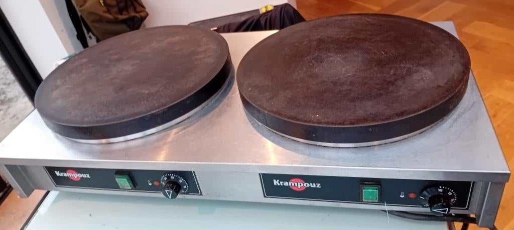 Krampouz crepes bakplaat, elektrisch, 2x40Øcm (tweedehands), Ophalen, Gebruikt