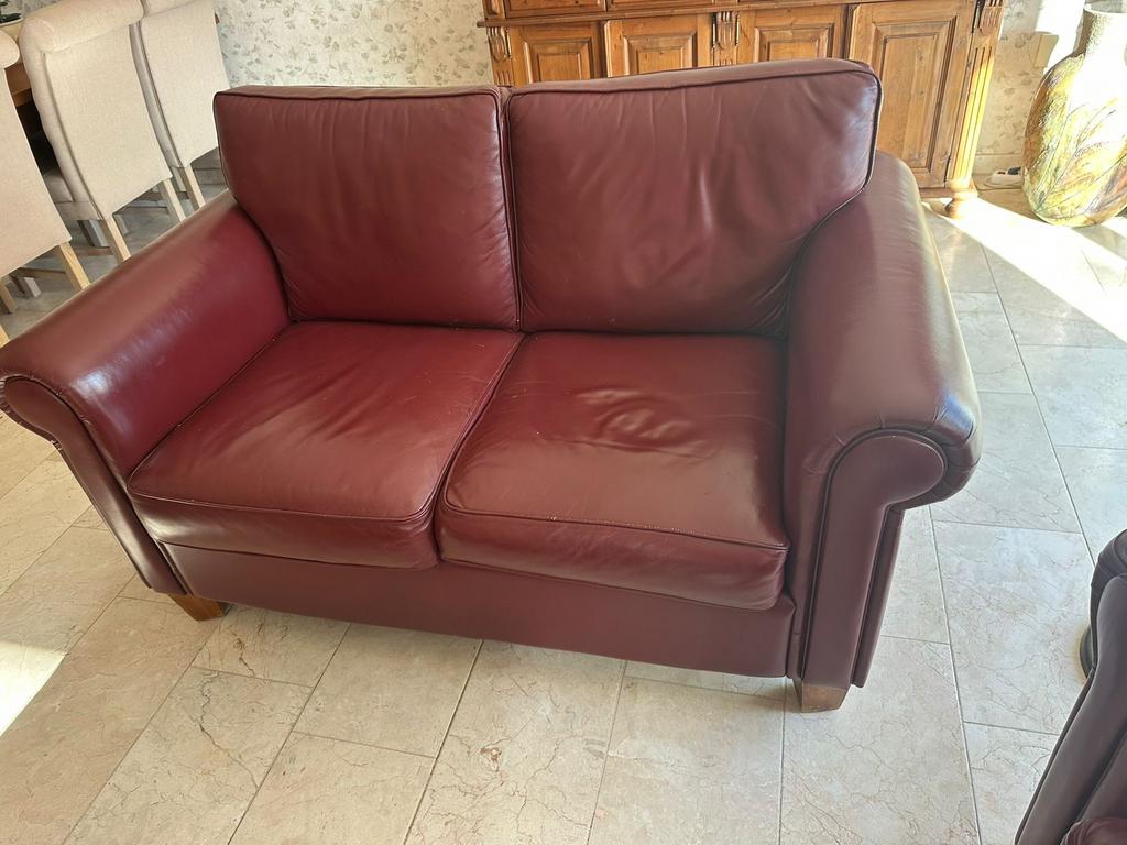 Leren bankstel 2 + 3 zits – goede staat, Ophalen, Gebruikt, Overige maten, 75 tot 100 cm