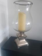 Windlicht met zilverkleurige voet, 58 cm hoog, Ophalen