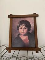 Vintage Kitsch Retro prent Huilende Jongen Bragolin 70’s, Ophalen of Verzenden, Gebruikt, Hout, Minder dan 50 cm