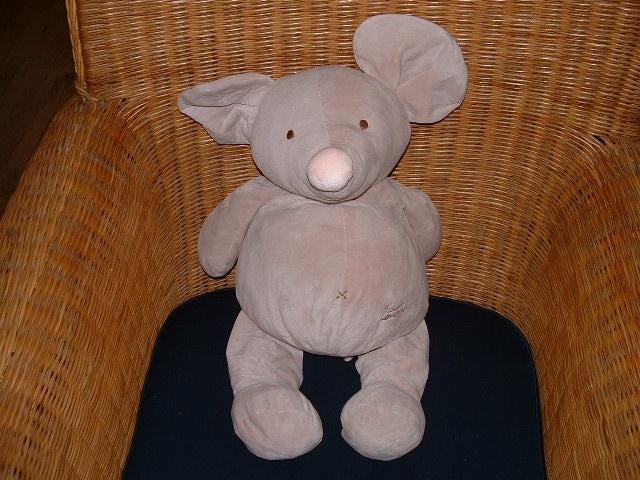 TIAMO MUIS MIKE THE MOUSE GROOT VELOURS LICHTGRIJS, Ophalen of Verzenden, Nieuw, Overige typen