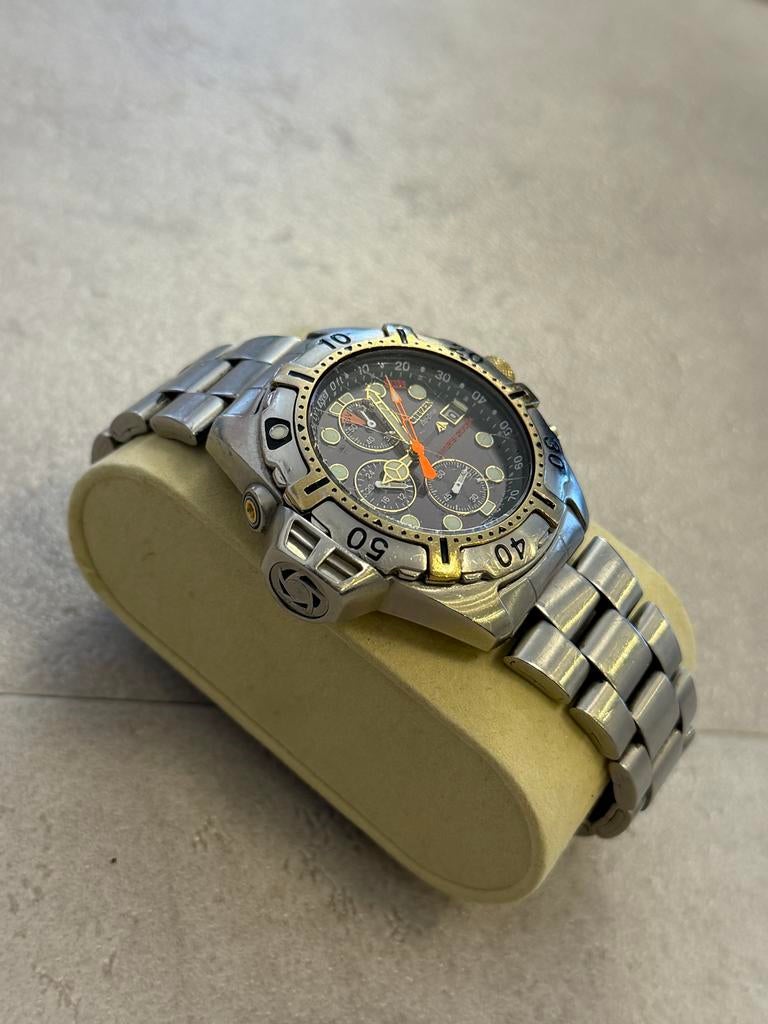 Citizen Promaster Aqualand Duplex Chronograaf Herenhorloge, Gebruikt, Staal, Ophalen of Verzenden, Polshorloge