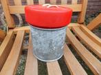 Blik zink met houten deksel knoop vorm brocante, Ophalen of Verzenden, Gebruikt, Overige