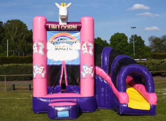 Unicorn magic springkussen met glijbaan te huur, Ophalen, Zo goed als nieuw, Overige