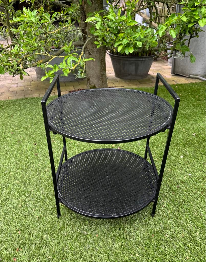 Rond ijzeren bijzettafeltje, Minder dan 55 cm, Gebruikt, Metaal of Aluminium, Rond