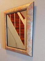 Vintage spiegel met handbeschilderde bloemenlijst, Ophalen of Verzenden