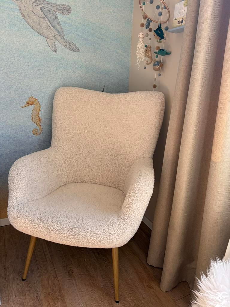 Nette crème teddy stoel - Hundested Jysk, Ophalen, Overige materialen, 75 tot 100 cm, Zo goed als nieuw