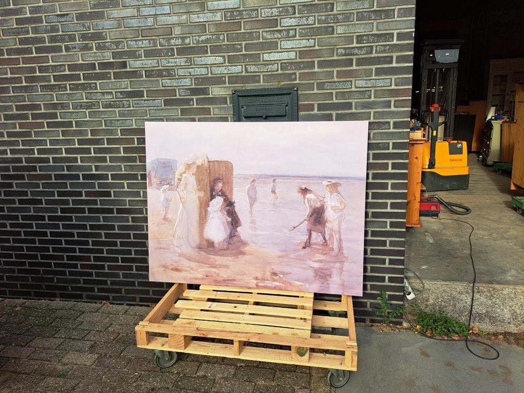 JohanAntonie DeJonge +certificaat Gezicht langs de vloedlijn, Ophalen, 1800 - 1899, 140 cm, 106 cm