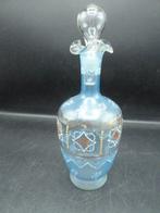Antiek brocante glazen karafje emaille beschilderd, Antiek en Kunst, Ophalen of Verzenden