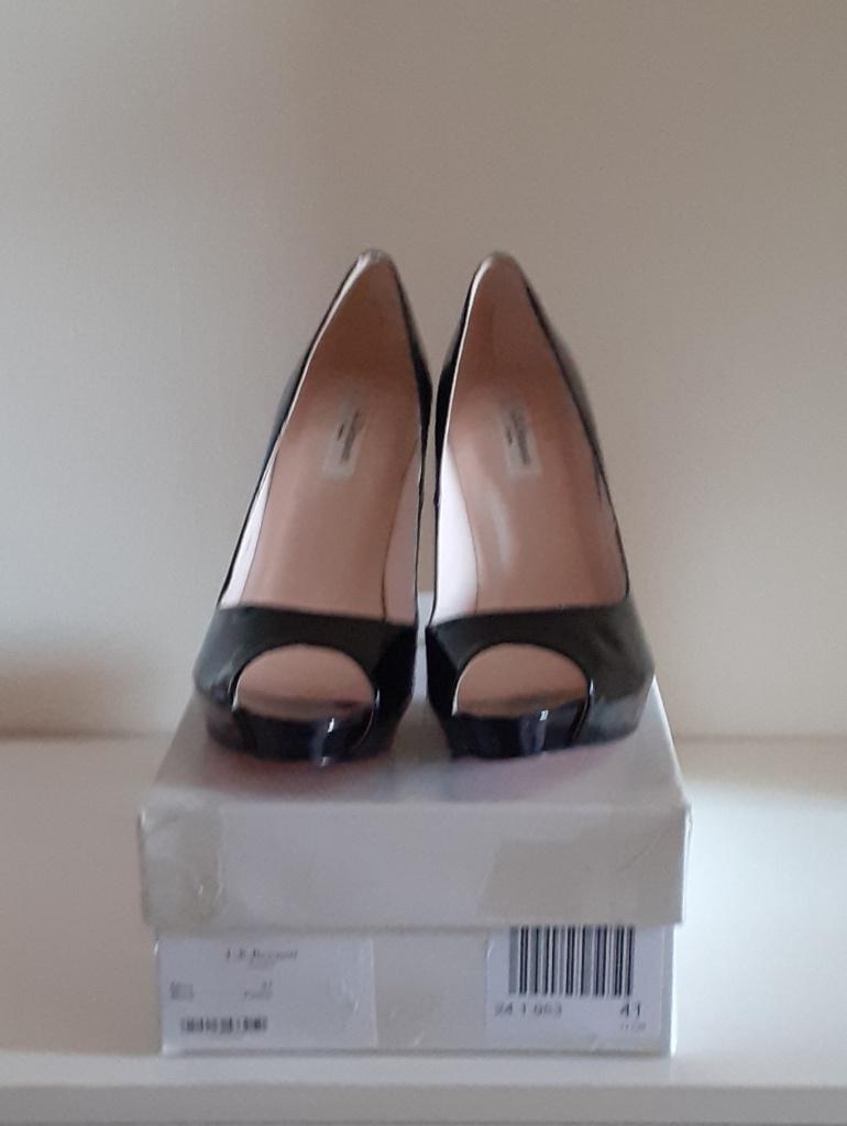 L.K.Bennett, zwarte lakleren peep-toe high heel pumps, NIEUW, Pumps, Zwart, L.K. Bennett, Nieuw