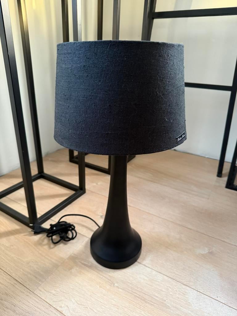 Zwarte houten lamp met Rivera Maison kap, Ophalen of Verzenden, Zo goed als nieuw, Minder dan 50 cm
