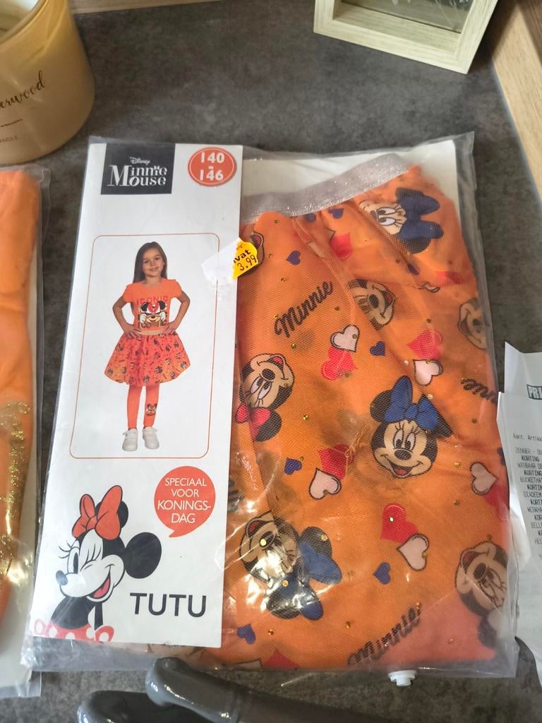 Minnie Mouse oranje Koningsdag tutu nieuw 140-146, Ophalen of Verzenden