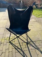 Zwarte vlinderstoel, zo goed als nieuw, Huis en Inrichting, Stoelen, Ophalen, Zwart, Leer, Zo goed als nieuw