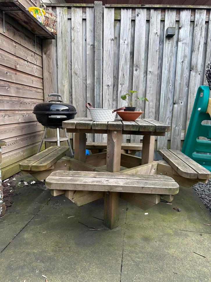Picknicktafel kinderen, Tuin en Terras, Picknicktafels, Gebruikt, Vierkant, Hout, Kinderpicknicktafel, Ophalen