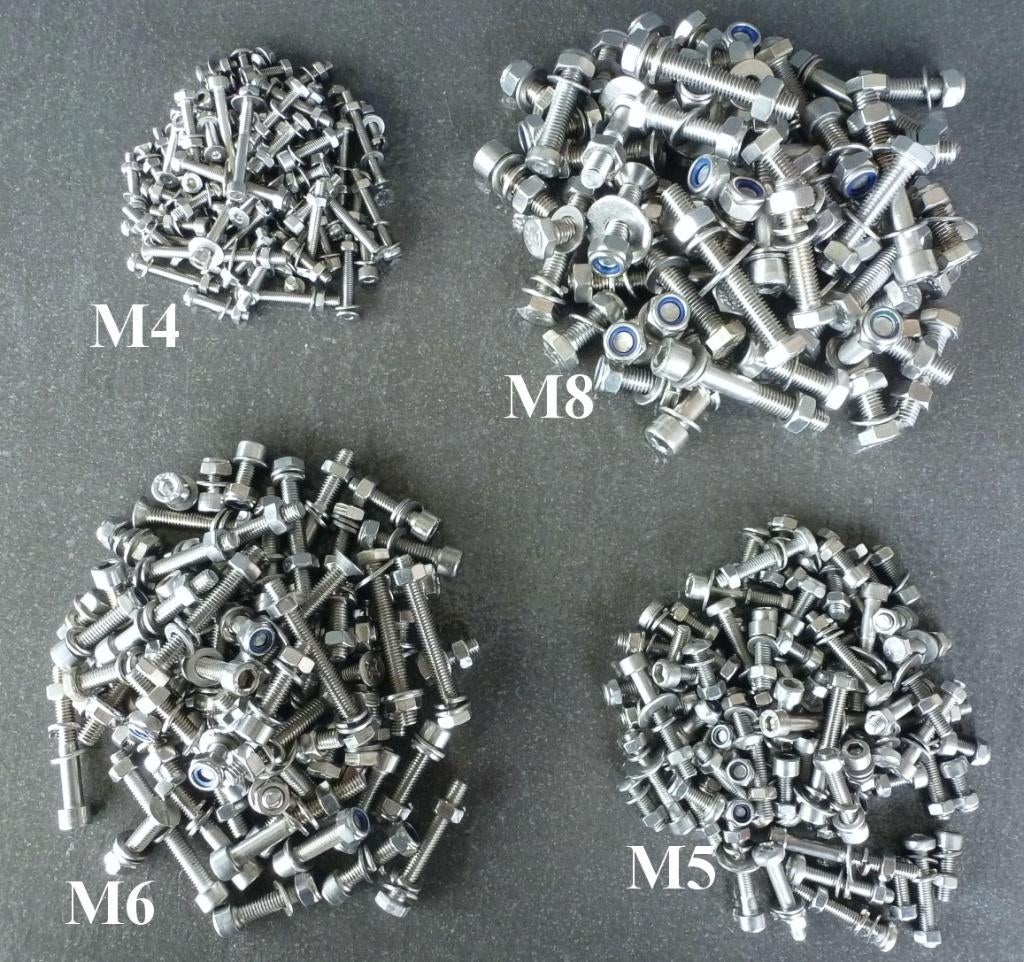 RVS boutenmix 2,5 kilo M4 t/m M8, incl. moeren en ringen., Doe-het-zelf en Verbouw, Ophalen of Verzenden, Nieuw, Bouten of Moeren