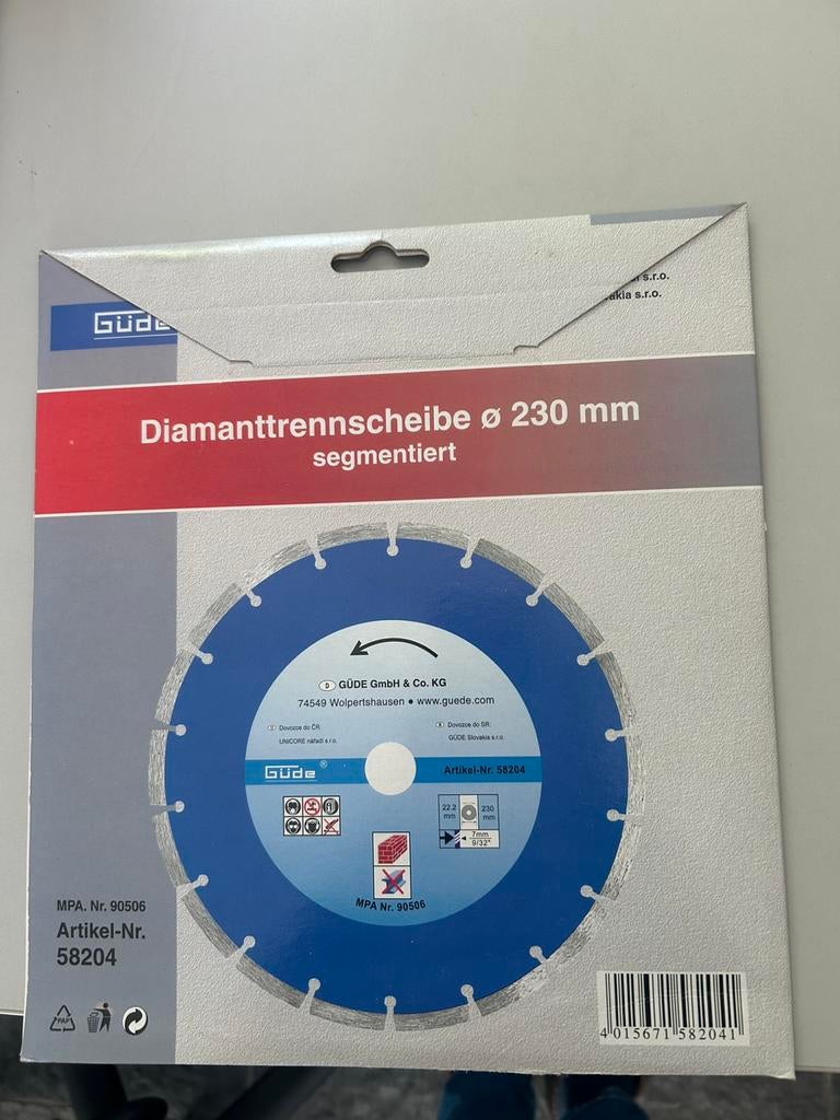 Nieuwe Diamantschijf, harde steen/licht beton, Ophalen of Verzenden, Nieuw, 1000 watt of meer, Haakse handslijpmachine