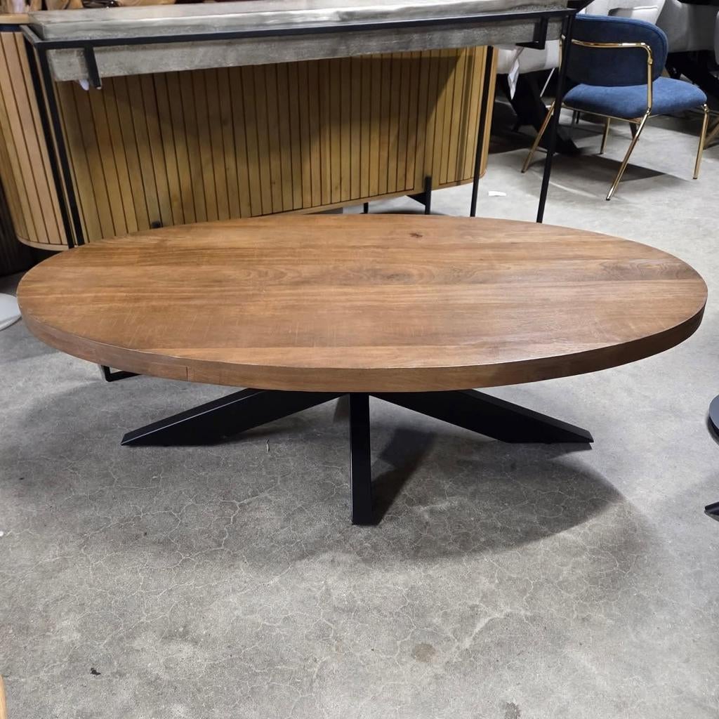 Ovale Salontafel Sturdy Mangohout in de maat 130 x 70cm, Ophalen