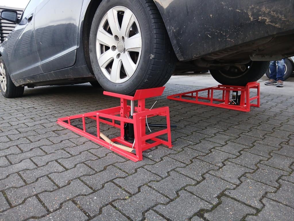 Set oprijbokken met hydraulische krik - 2 ton oprijbrug ramp, Ophalen of Verzenden, Hydraulisch, Garagekrik