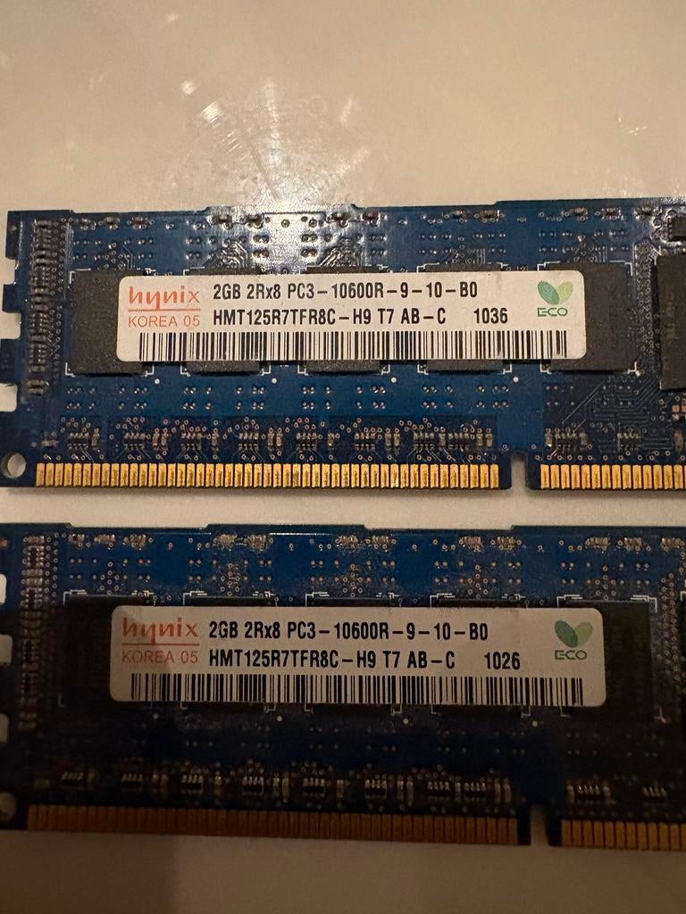 Hynix DDR3 RAM Geheugenmodules (2x 2GB), Gebruikt, Server, DDR3, Ophalen of Verzenden