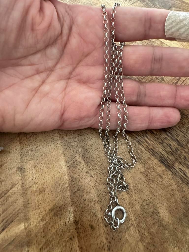 Vintage zilveren jasseron schakel ketting 64cm, Sieraden, Tassen en Uiterlijk, Kettingen, Ophalen of Verzenden, Zo goed als nieuw