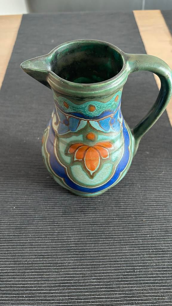 Kleine aardewerken kan met bloemmotief, Ophalen of Verzenden