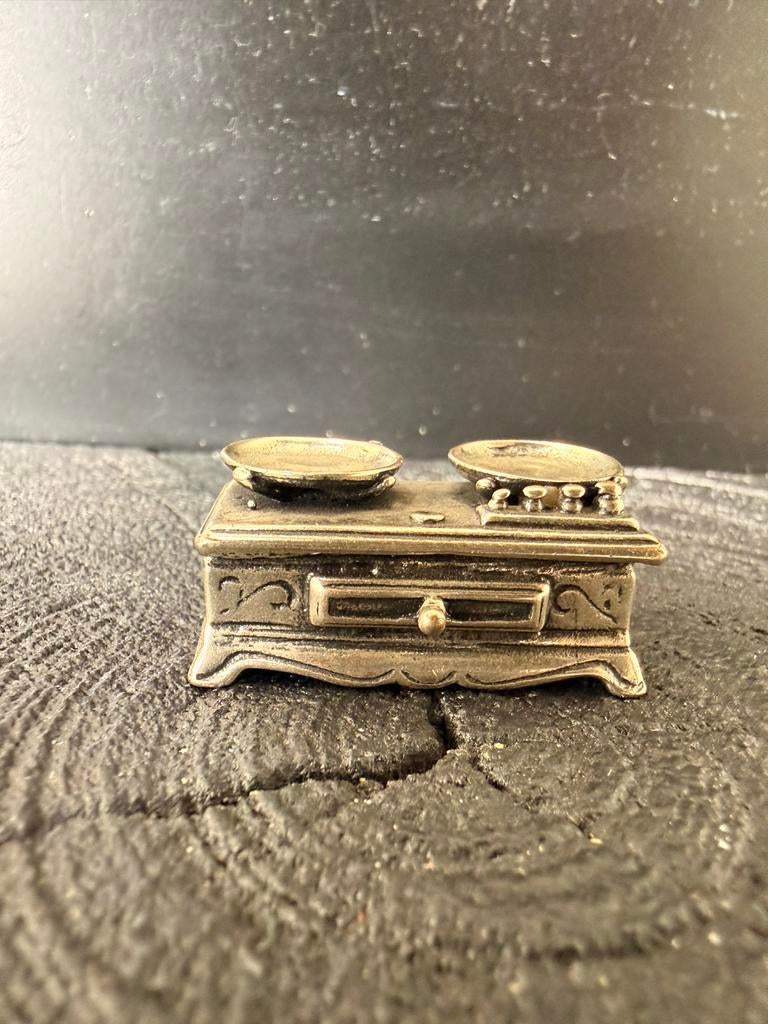 Zilveren Miniatuur Weegschaal 800 Zilver 25 gram, Antiek en Kunst, Verzenden, Zilver