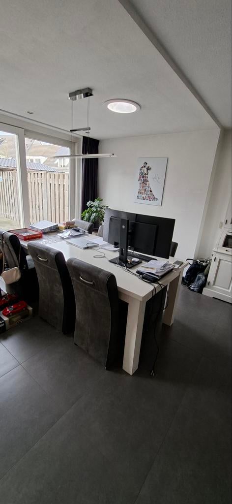 Leuke witte grote eettafel met 6 stoelen:, Ophalen