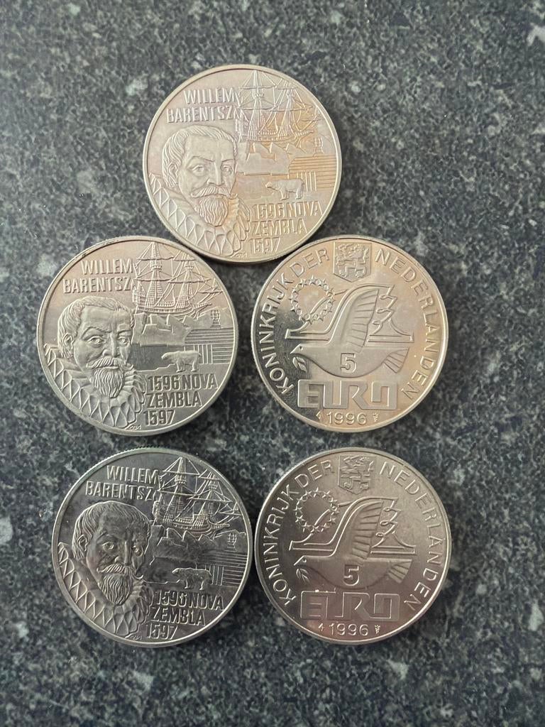 Willem Barentz 5 ECU munt 1996, Postzegels en Munten, Munten | Nederland, Ophalen of Verzenden, Koningin Beatrix, Setje, Zilver