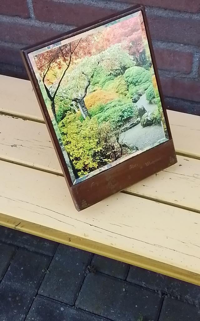💐VINTAGE EIKEN SCHEERSPIEGEL MET GESLEPEN GLAS, Antiek en Kunst, Ophalen of Verzenden