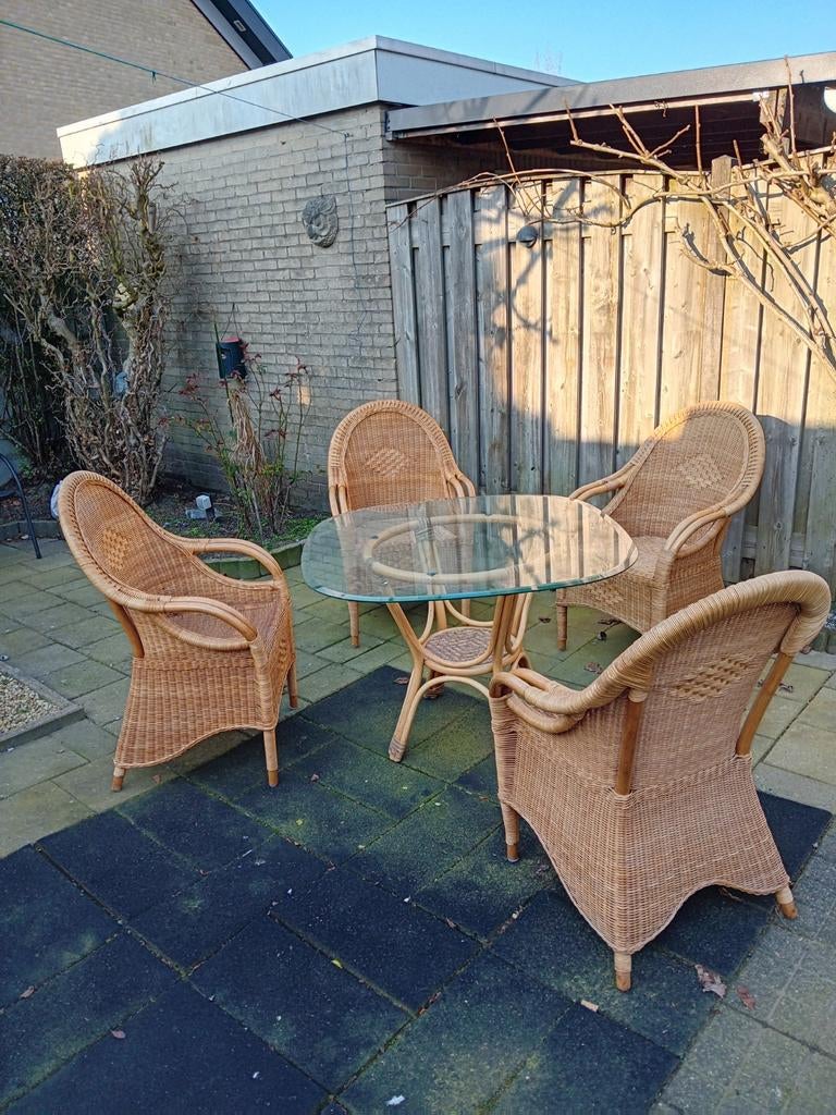Rotan tuinset zeer nette staat, Tuin en Terras, Tuinsets en Loungesets, Ophalen, Zo goed als nieuw, Rotan, 4 zitplaatsen