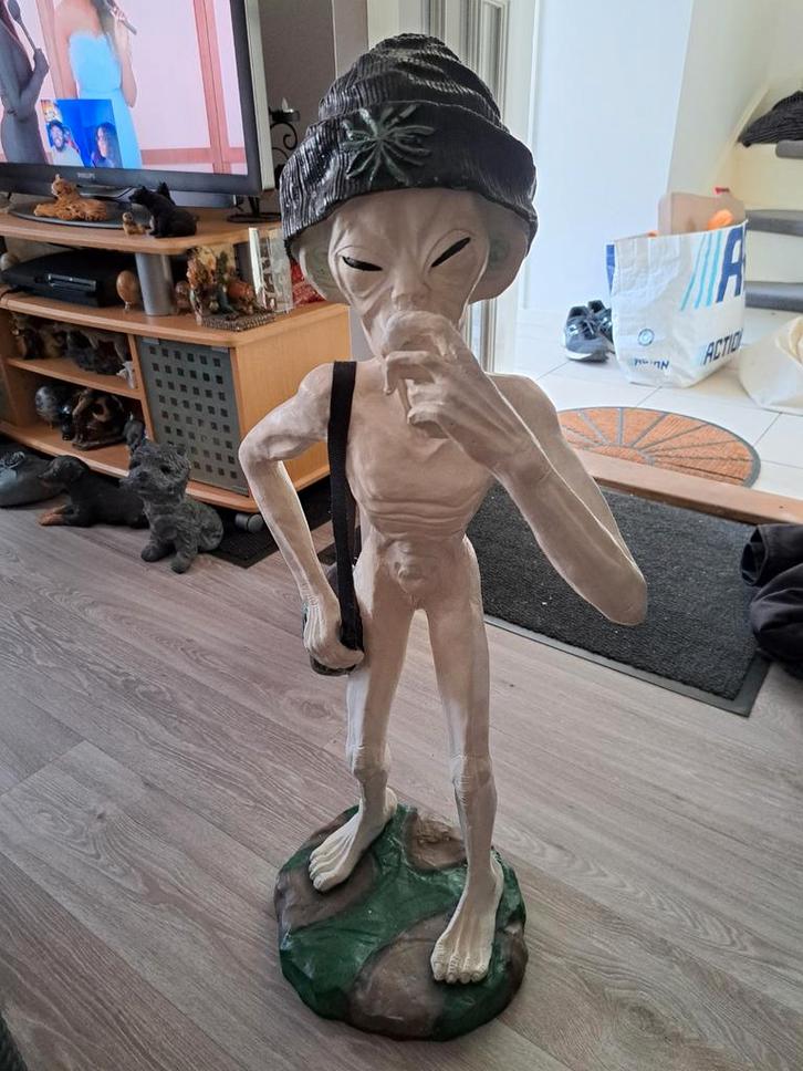 Uniek Jaren '80 Wiet Rokend Buitenaards Wezen Beeld 100cm, Verzamelen, Beelden en Beeldjes, Zo goed als nieuw, Overige typen, Ophalen