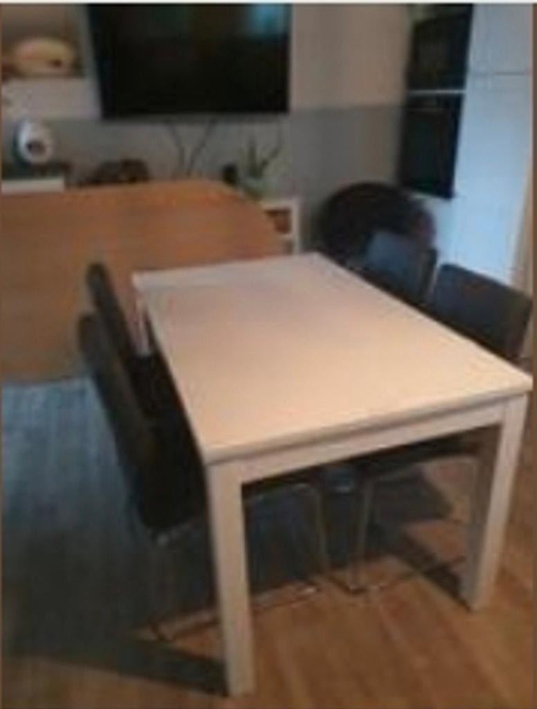 Witte uitschuifbare eettafel (130-190cm) - IKEA, Huis en Inrichting, Tafels | Eettafels, Ophalen, Gebruikt, Modern, Scandinavisch