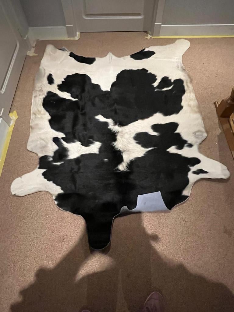 Origineel koeienhuid vloerkleed, 150 tot 200 cm, 200 cm of meer, Ophalen of Verzenden, Zwart