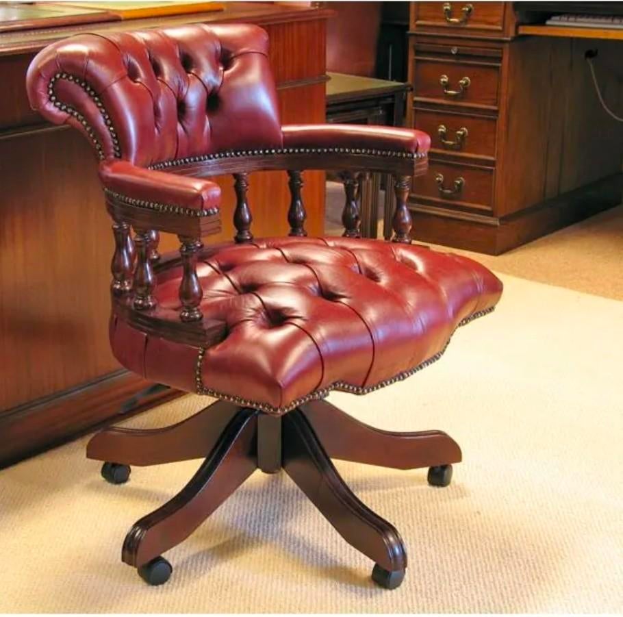 Vintage Chesterfield bureaustoel, Ophalen of Verzenden